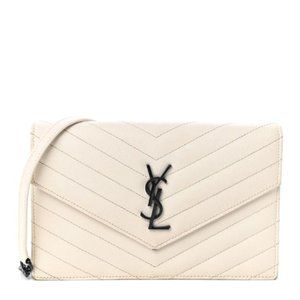 SAINT LAURENT Grain De Poudre Matelasse Chevron Monogram Envelope